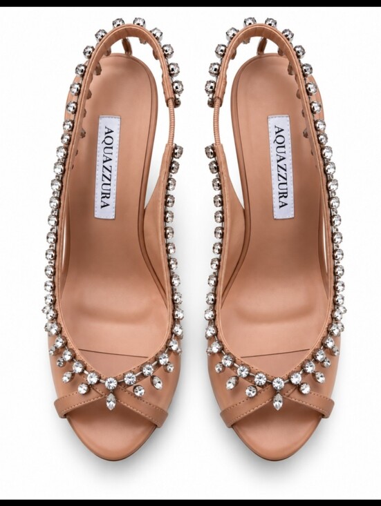 Aquazzura Shoes - Aquazzura Temptation Crystal Sandals Nude EU 38 US 7.5-8 Italy Bridal Prom